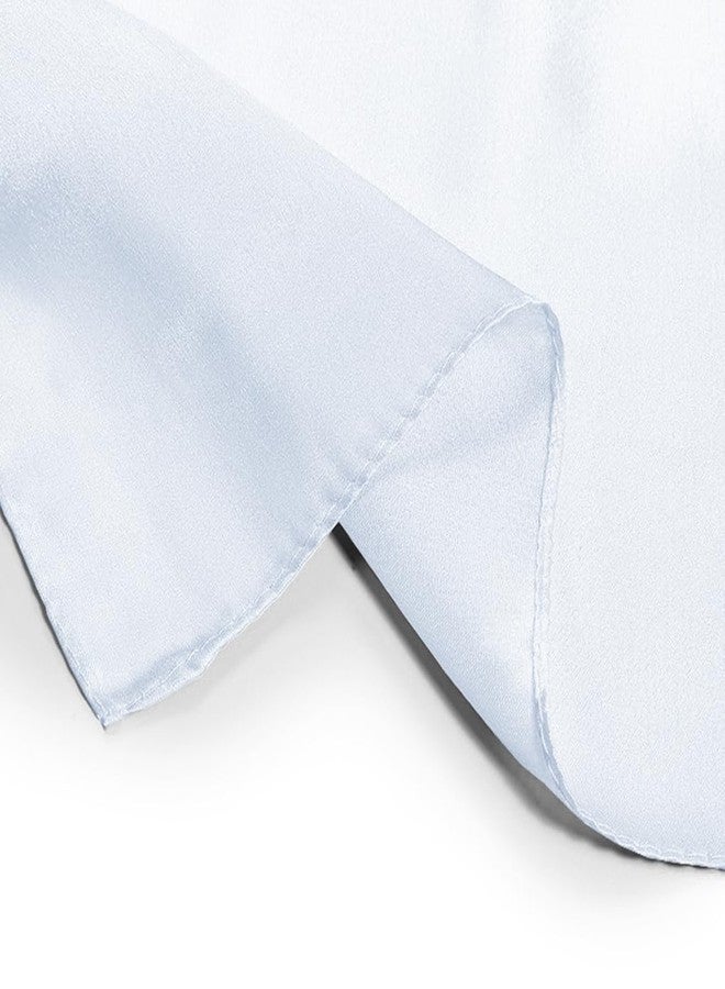 Dolebao 35 inches Womens Solid Color Large Satin Silk Feeling Formal Scarf Wrap Chiffon Square Neck Scarf Handkerchief - White - Image 5